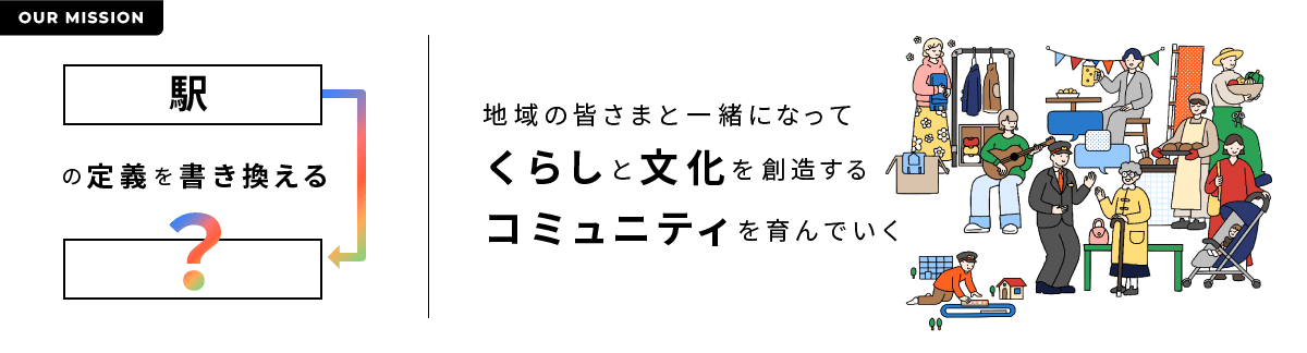 駅の定義を書き換える。地域の皆さまと⼀緒になってくらしと文化を創造するコミュニティを育んでいく。