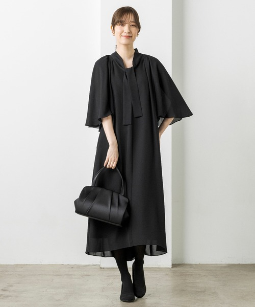 【喪服】【洗える】ブラックフォーマルワンピース