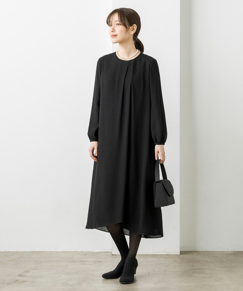 【喪服・礼服】【洗える】ブラックフォーマルワンピース