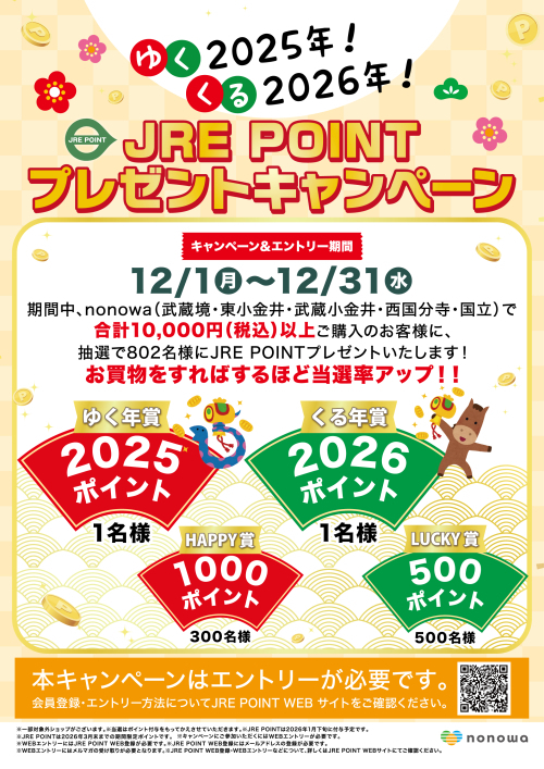 ゆく2025年！くる2026年！JRE POINTプレゼントキャンペーン🎍