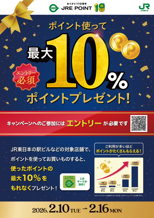 ポイント使って最大10％プレゼント！(エントリー必須）