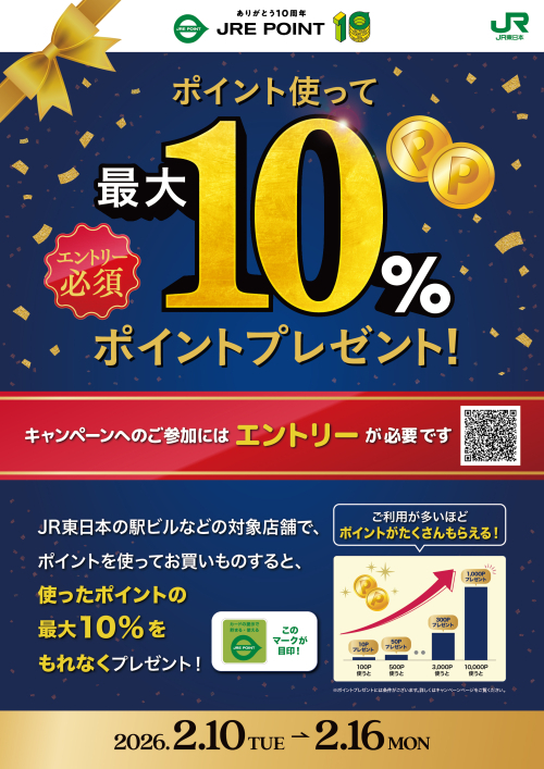 ポイント使って最大10％プレゼント！(エントリー必須）