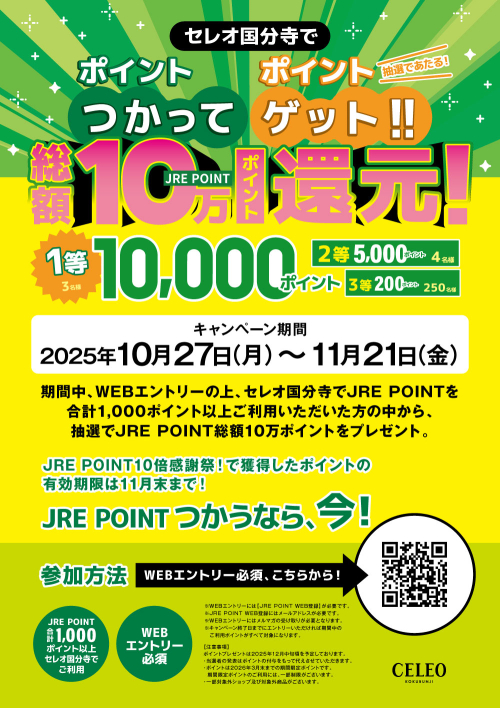 【セレオ国分寺】ポイントつかってポイントゲット！