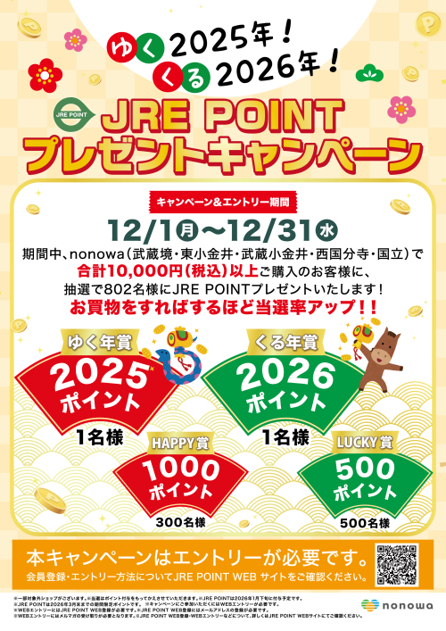 ゆく2025年！くる2026年！JRE POINTプレゼントキャンペーン🎍