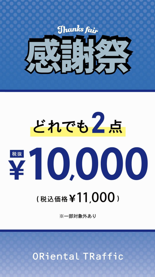 年に一度の感謝祭★どれでも2点で10,000円(税込11,000円)