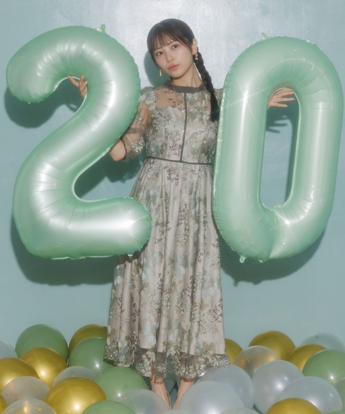 フラワー刺繡ドレス