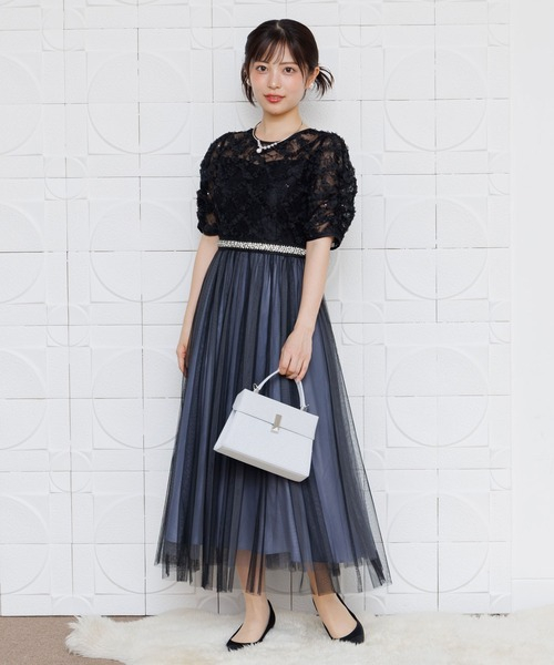 キラキラレース×チュールドレス