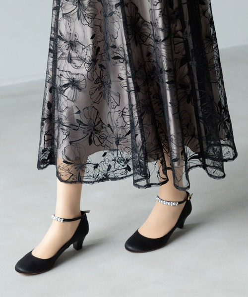 5way仕様/ビジューストラップパンプス撥水加工/防臭・抗菌・防水機能付き