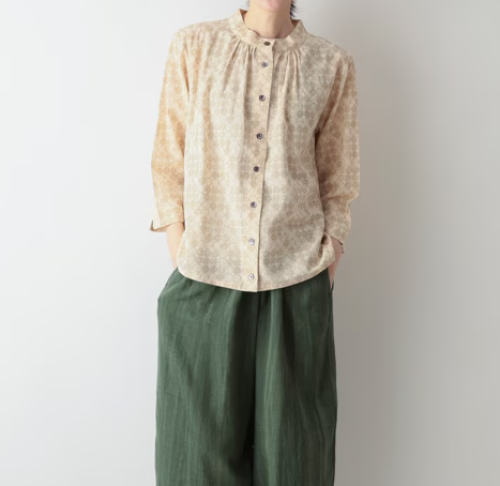 オーガニックコットン　ドットブラウス