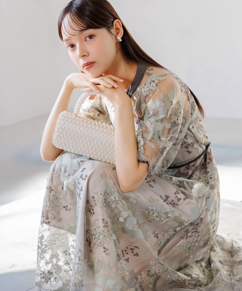 フラワー刺繡ドレス